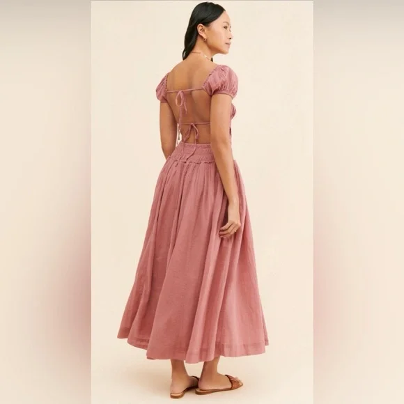 Free People Feeling Bonita Midi Dress Backless Pink Rose XS